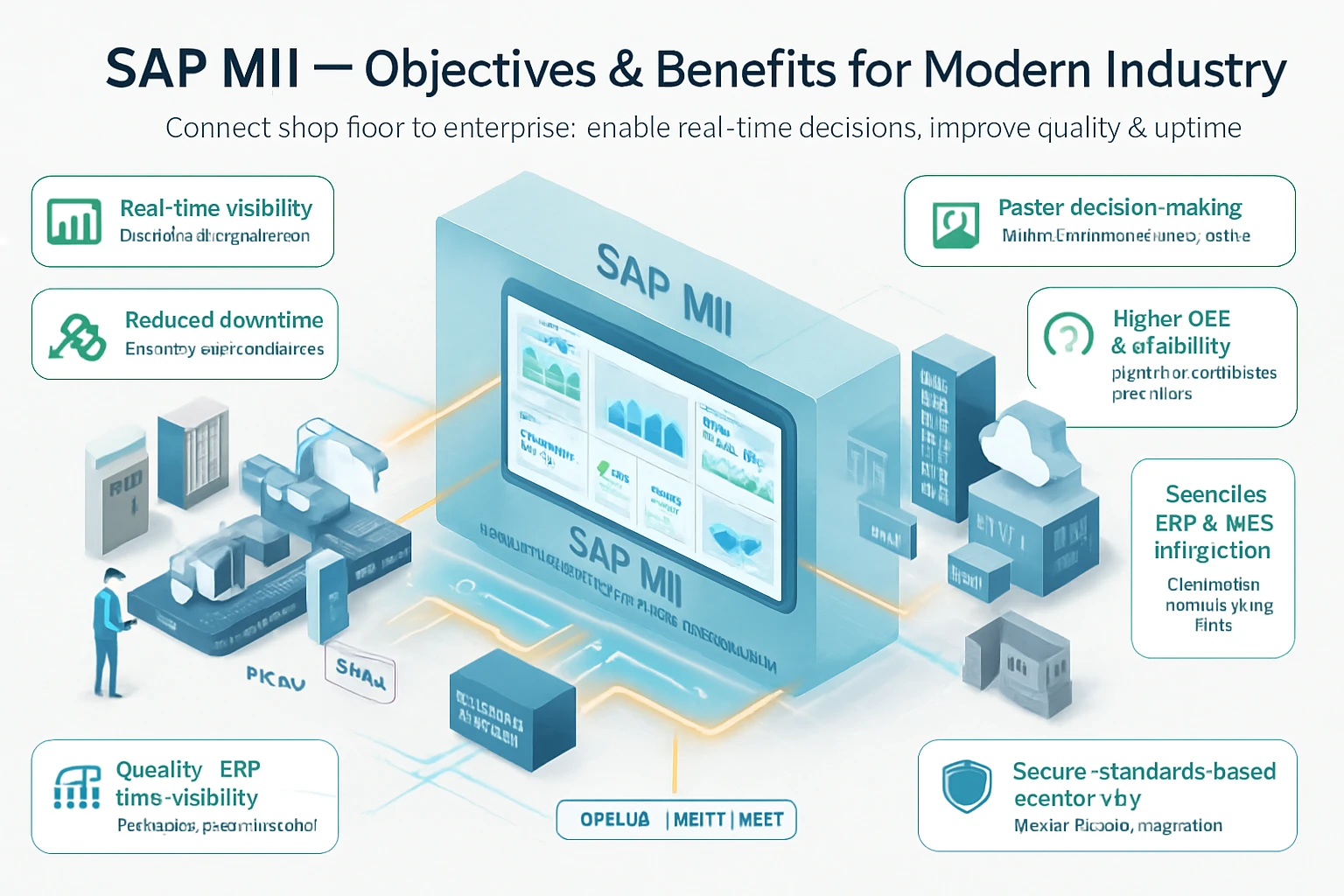 A visual representation of SAP MII showcasing its objectives and benefits for modern industry.